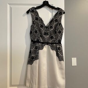 Black and white lace silk dress